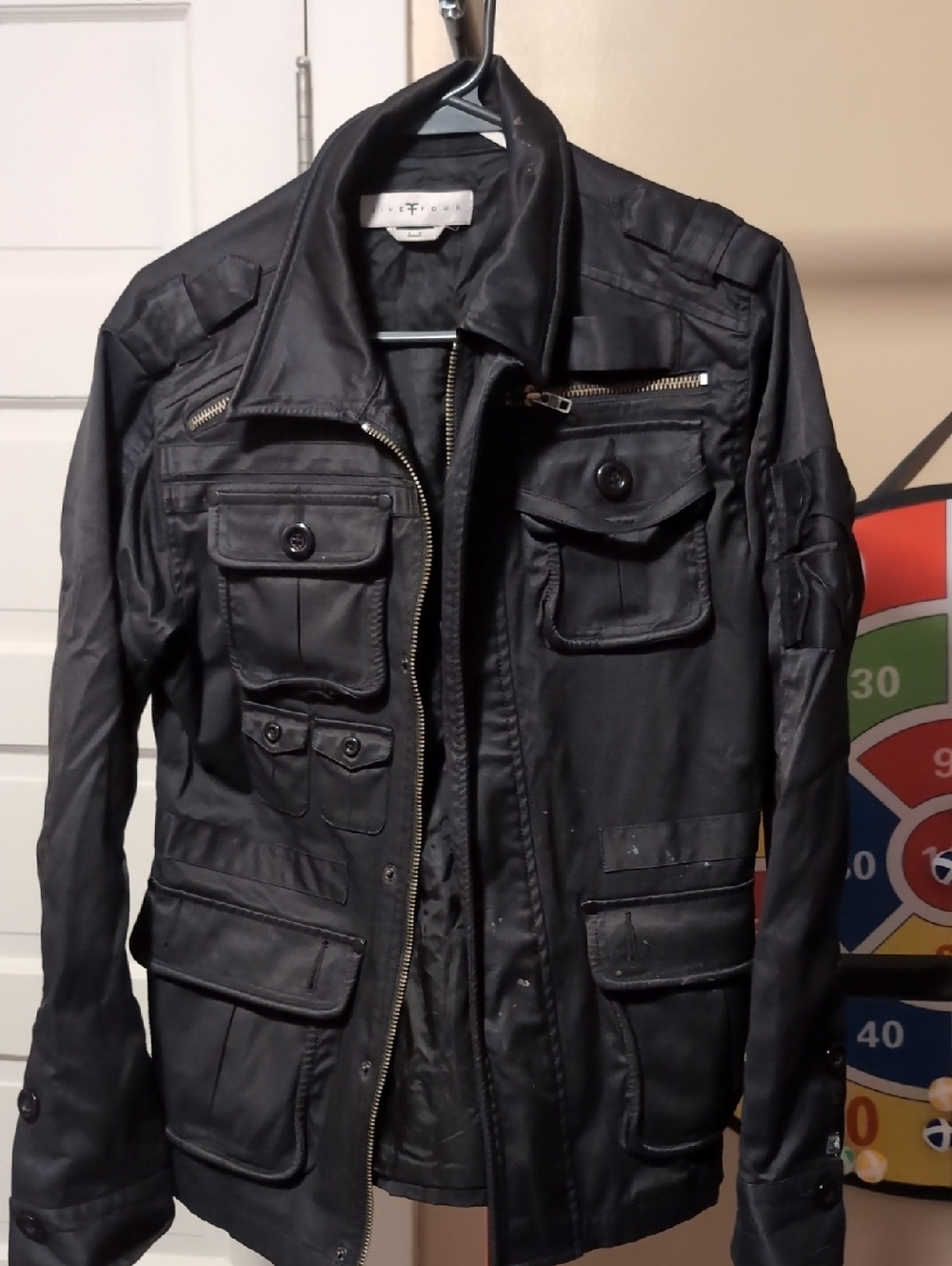 Five Four Black Military-Style Field Jacket with Multiple Pockets
